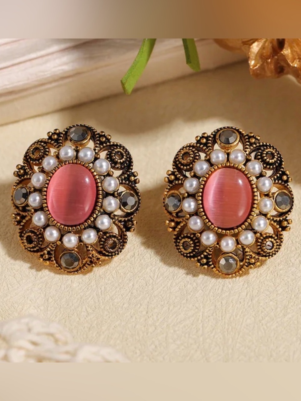 Vintage Pearl Cluster Stud Earrings